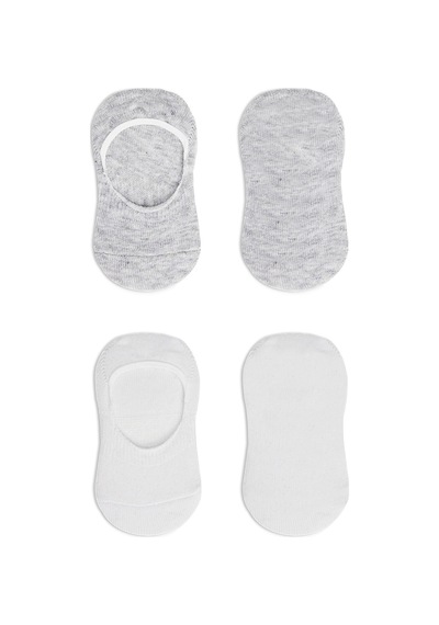 Bistyle 2'li Penye Babet Silikonlu Basic Çorap 30104 Gri Beyaz Beyaz - Gri