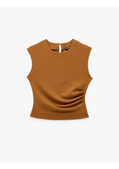 Koton Krep Scuba Slim Fit Drape Detaylı Kolsuz Bisiklet Yaka Bluz Kahverengi 7wak10037ek Kahve Koton Krep Scuba Slim Fit Drape Detaylı Kolsuz Bisiklet Yaka Bluz Kahverengi 7wak10037ek Kahve