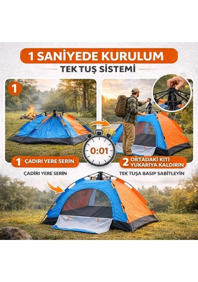 10 Kişilik Otomatik Kurulum Kamp Çadırı Outdoor , Suya Dayanıklı Hızlı Kurulum Piknik Ve Doğa İçin Çok Renkli