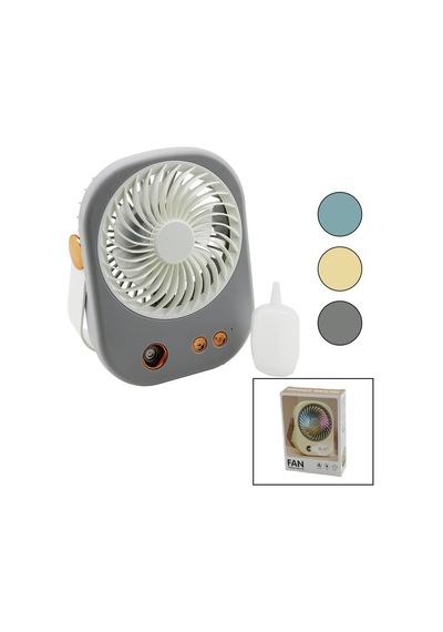 Go İthalat Su Spreyli Usb Mini Fan 15.5x12cm Masa Üstü Usb Şarjlı 2in1 Kulp Taşıma - Duruş 3 Kademe