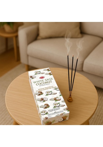 White Sage Coconut Çubuk Tütsü - Hindistan Cevizi Adaçayı Kokusu 20 Adet