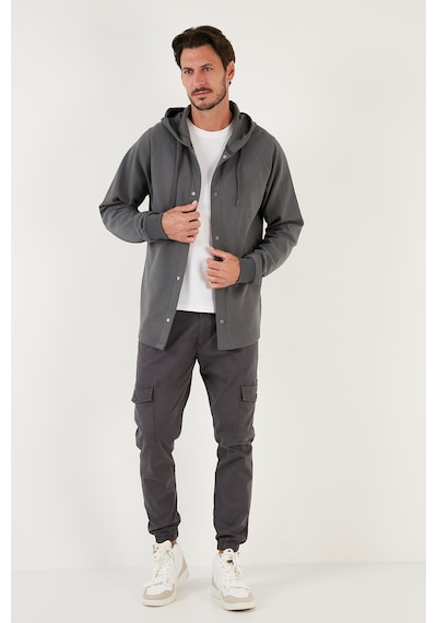 Buratti Pamuklu Kapüşonlu Relaxed Fit Erkek Gömlek 5905468 Antrasit