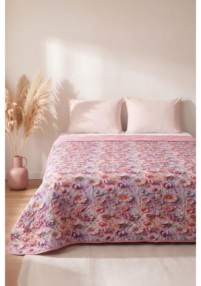 Çiçek Tomurcukları 5d Çok Amaçlı Tek Kişilik Baskılı Pike & Yatak Örtüsü 160x220 Cm Çok Renkli