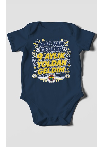 Morivokids Maç Var Dediler Yazılı Kısa Kollu Bebek Body %100 Pamuk Zbn277-kk Lacivert