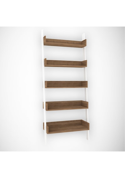 Pasifichome Only Raflı Koyu Meşe Merdiven Kitaplık / Duvara Monte Kitaplık