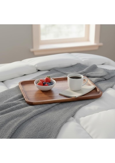 Akasya Ahşap Servis Tepsisi Ve Sunumluk 33x24 Cm Doğal Akasya Ağacı Kahvaltı, Peynir, Şarküteri Ve İkram Tabağı Kenarlı Ahşap Tepsi Çok Renkli
