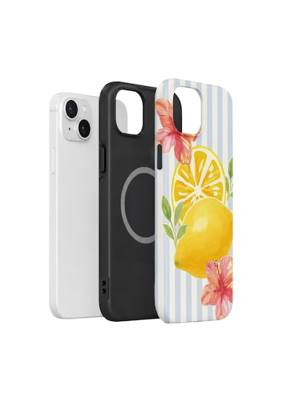Apple iPhone Uyumlu 14 Vorian Çift Katmanlı Magsafe Kılıf Lemon Blossom Coast