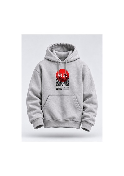 North Whiskers Tokyo Street Culture Baskılı Unisex Hoodie Japon Tarzı Streetwear Sweatshirt Gri - 929989246 Gri - 929989246 Gri