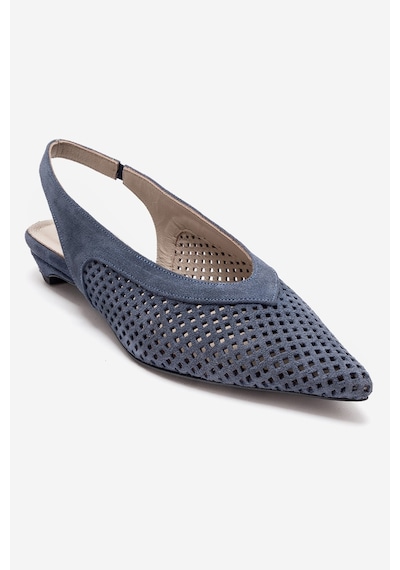 Luvishoes Lıeve Kot Mavi Süet Hakiki Deri Kadın Alçak Topuklu Ayakkabı Mavi