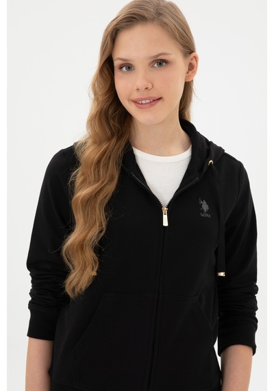 U.S. Polo Assn. Kadın Siyah Fermuarlı Kapüşonlu Sweatshırt 50313594-VR046 U.S. Polo Assn. Kadın Siyah Fermuarlı Kapüşonlu Sweatshırt 50313594-VR046