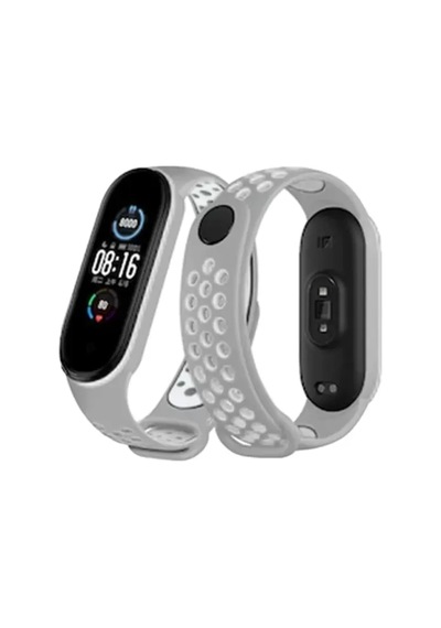 Newface Xiaomi Mi Band 6 Spor Delikli Kordon - Gri-kırmızı