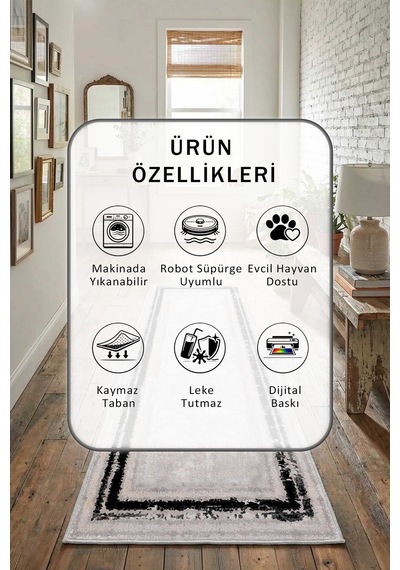 Rasta Siyah Yıkanabilir Yolluk