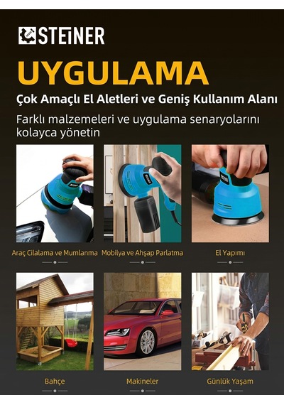 Steiner 700w 6 Kademe Devir Ayarlı 125mm Toz Toplama Sistemli Eksantrik Zımpara Makinesi Mavi