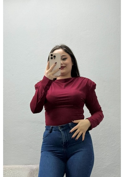 Belendir Kadın Dalgıç Vatkalı Bluz Bordo