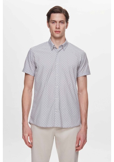 Twn Slim Fit Taş Baskılı Easy Iron Gömlek 4ec02ad042802 S01