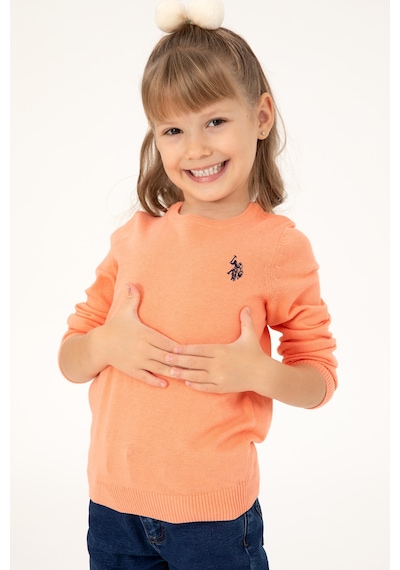 U.S. Polo Assn. Kız Çocuk Somon Melanj Bisiklet Yaka Basic Kazak 50293586-VR254