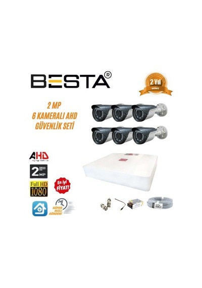 2mp Ahd 1080p Gece Görüşlü 6 Kameralı Güvenlik Sistemi