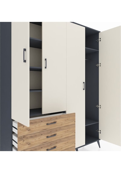 Hyperion Gardrop 6 Raflı 4 Çekmeceli Tek Askılı 176x44x221 Antrasit-aytaşı/çam Aytaşı/çam Hyperion Gardrop 6 Raflı 4 Çekmeceli Tek Askılı 176x44x221 Antrasit-aytaşı/çam Aytaşı/çam