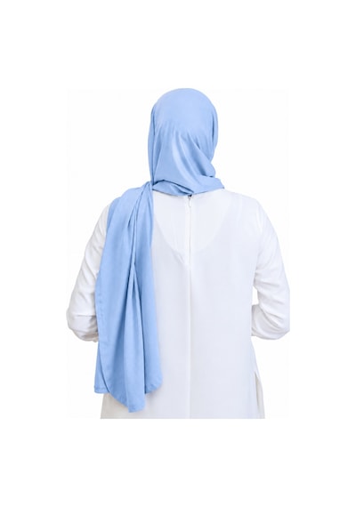 Modish Group Penye Boyun Kapamalı Şal Başörtü Hazır Giyim Turban Esnek Jersey Şal Açık Mavi