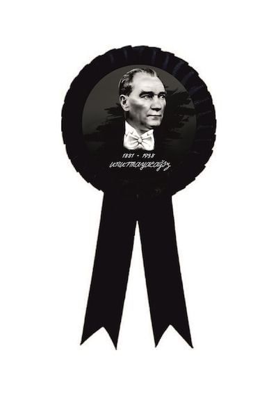 10 Kasım Saygı İle Anıyoruz Atatürk Saten Kokart 25 Adet