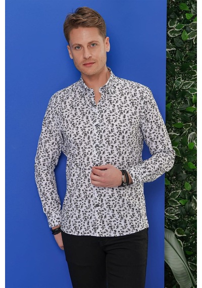 Efor G 1546 Slim Fit Beyaz Klasik Gömlek Beyaz