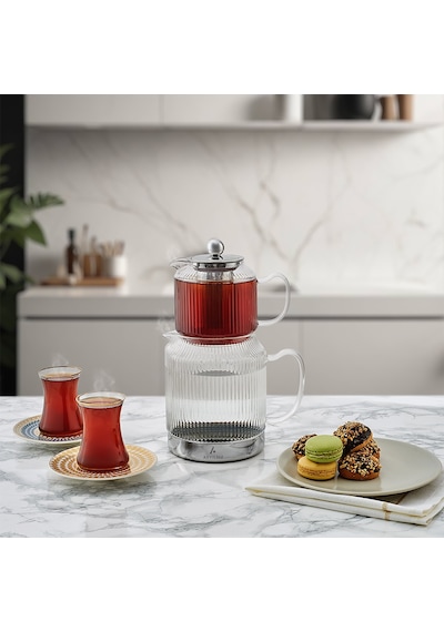 Aryıldız Wave Small Cam Çaydanlık Takımı Şeffaf