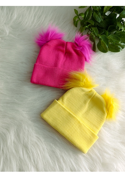 Minilkabebe Çocuk Ponponlu Triko Bere 1-4 Yaş Sarı