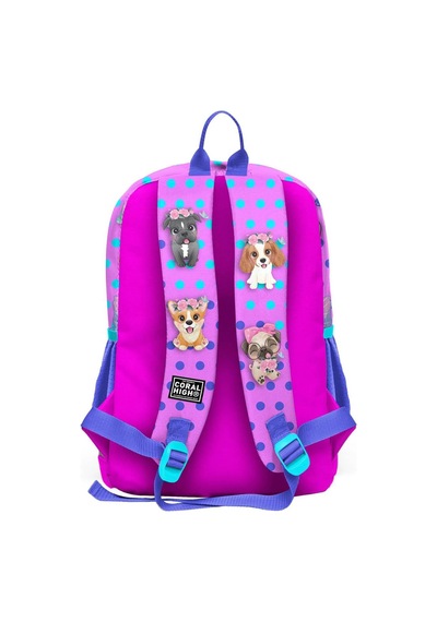 Coral High Pembe Köpek Desenli Dört Bölmeli Okul Sırt Çantası