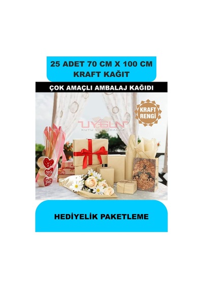 25 Adet 70cm X 100cm 100 Gr. Kraft Ambalaj Kağıdı, Çeyiz Ev Eşyası Hediye Ürün Paketleme, Çocuk Etkinlikleri