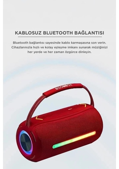 Delux Serisi Torima Bluetooth Hoparlör Rgb Booms Box 360 Kırmızı Seyyar Akıllı Müzik