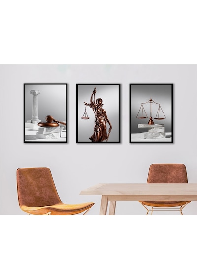 Adalet Simgeleri Üçlü Çerçeveli Mdf Tablo Seti-174305