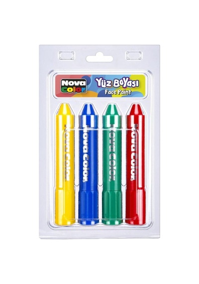 Nova Color Yüz Boyası 4'lü Renkli Set 4 Parça Yüz Boyası Kalemi Eğlenceli Aktiviteler İçin Karışık