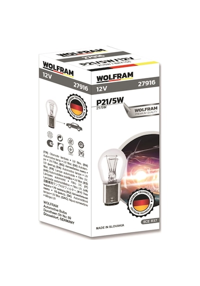 Wolfram Ampul 12V 21W 1016 Çift Duy Şaşı P21/5W BAY15D 10 ADET