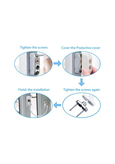 Kidmix 5 Adet X 2 Paket Halatlı Pvc Kapı Pencere Emniyet Kilidi - Beyaz Kablolu Pimapen Emniyet Mandalıı Altın Ve Çok Renkli