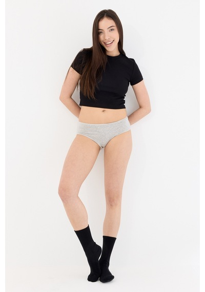 Air Gri Yüksek Bel Slip Külot Gri