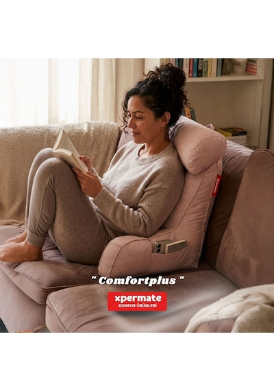 Xpermate TV Yastığı Kollu Okuma Yastığı Sırt Destek Yastığı Yatakta Oturma Kitap Okuma Yastığı Pembe