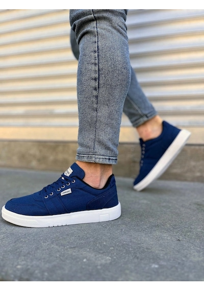 Mevese Camden Bağcıklı Keten Kumaş Erkek Günlük Sneaker Ayakkabı Lacivert