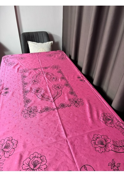 Hitit Desenli Kolay Temizlenen Dikdörtgen Masa Örtüsü Etnik Şık Sofra Örtüsü Pembe