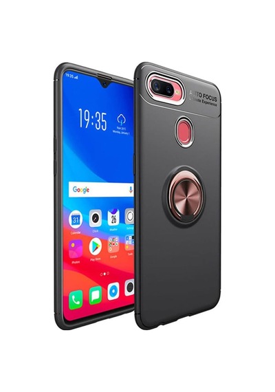 Oppo A7X Kılıf Yüzüklü Tam Korumalı Silikon Kapak