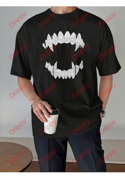 Flood Of Style Unisex Teeth Tshirt Siyah
