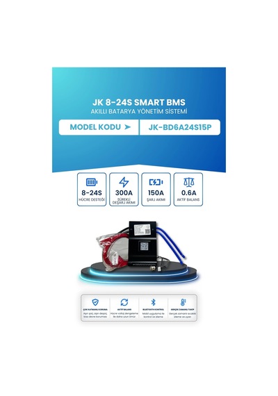 Jk Smart Bms Akıllı Batarya Yönetim Sistemi 8 24s 300a 0.6a Aktif Balans Jk-bd6a24s15p
