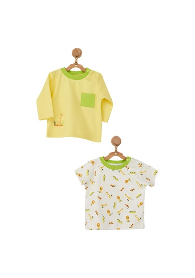 Andywawa Erkek Bebek Hayvan Motifli 2li Tişört Takımı Ac22537 001