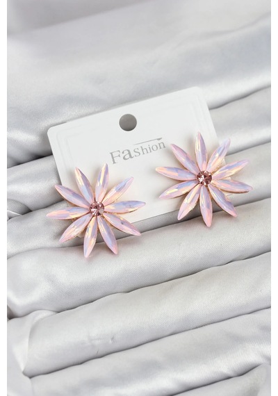 Ers Pembe Kristal Taşlı Lotus Model Kadın Küpe Tcxbkp11927 Çok Renkli