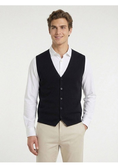 Lacivert Regular Fit Casual Örme Triko Yelek Lacivert