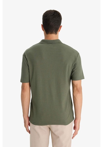 Defacto Regular Fit Krinkıl Kısa Kollu Polo Tişört E1207ax25aukh172 Haki