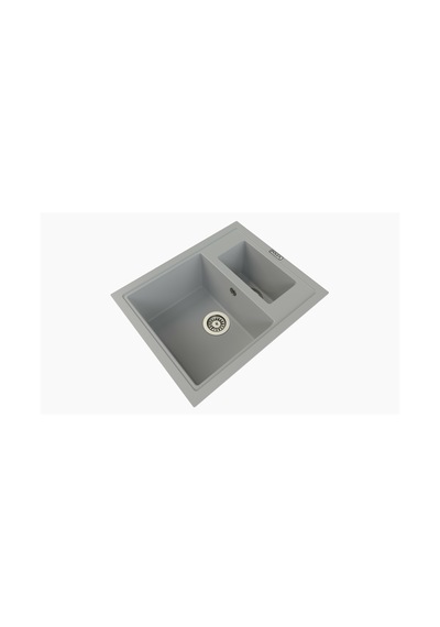 Polex Cristalüx Granit Evye P-04 Gri 1.5 Gözlü Tezgah Altı Ve Tezgah Üstü Kare Mutfak Evyesi 59.5x49 CM