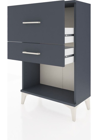 Arges Komodin 2 Çekmeceli 60x30x96 Antrasit-antrasit Antrasit