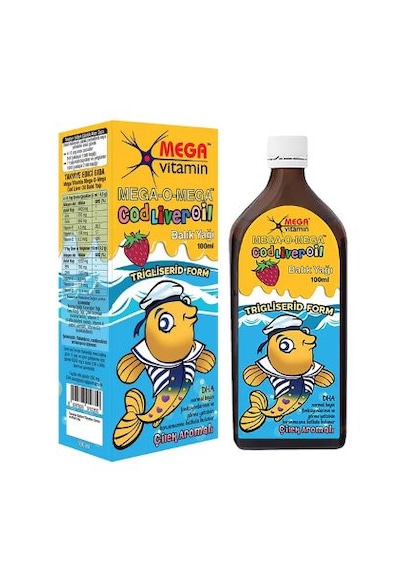 Mega Vitamin - Mega-o-mega Sıvı Balık Yağı 100ml - Çilek Aromalı
