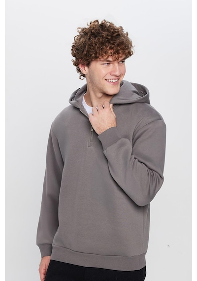 Tudors Unisex Relax Fit Rahat Kesim Pamuklu İçi Polarlı Yarım Fermuarlı Gri Kapüşonlu Sweatshirt-32461 Gri Tudors Unisex Relax Fit Rahat Kesim Pamuklu İçi Polarlı Yarım Fermuarlı Gri Kapüşonlu Sweatshirt-32461 Gri