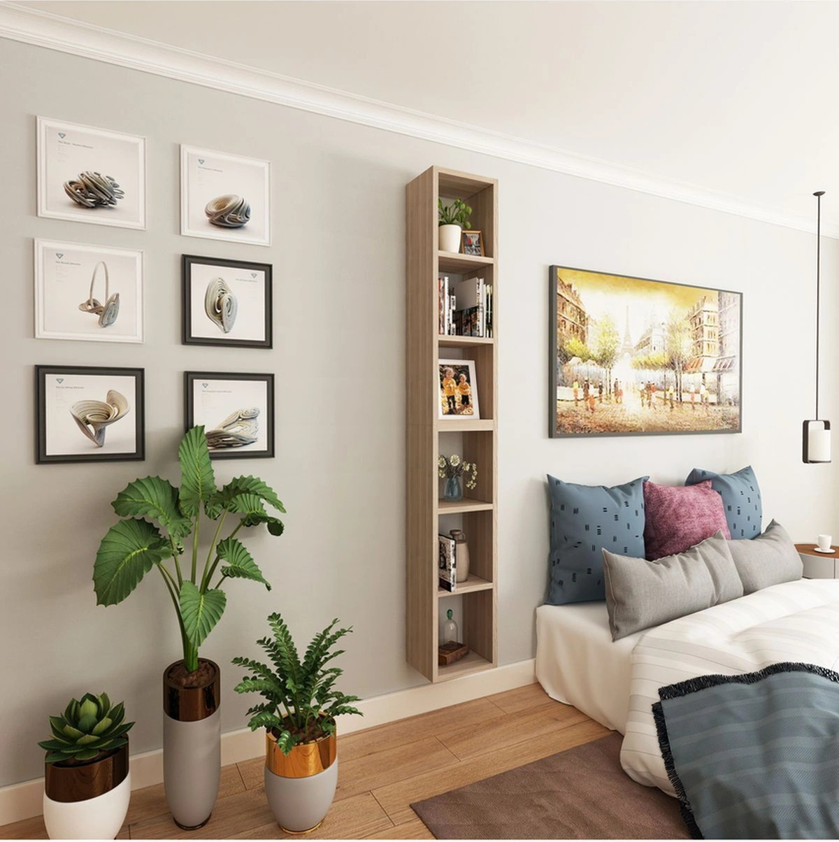 Kitaplık Dikey Duvar Rafı İkili Birleşik Mobilya Takım Cordoba Cordoba